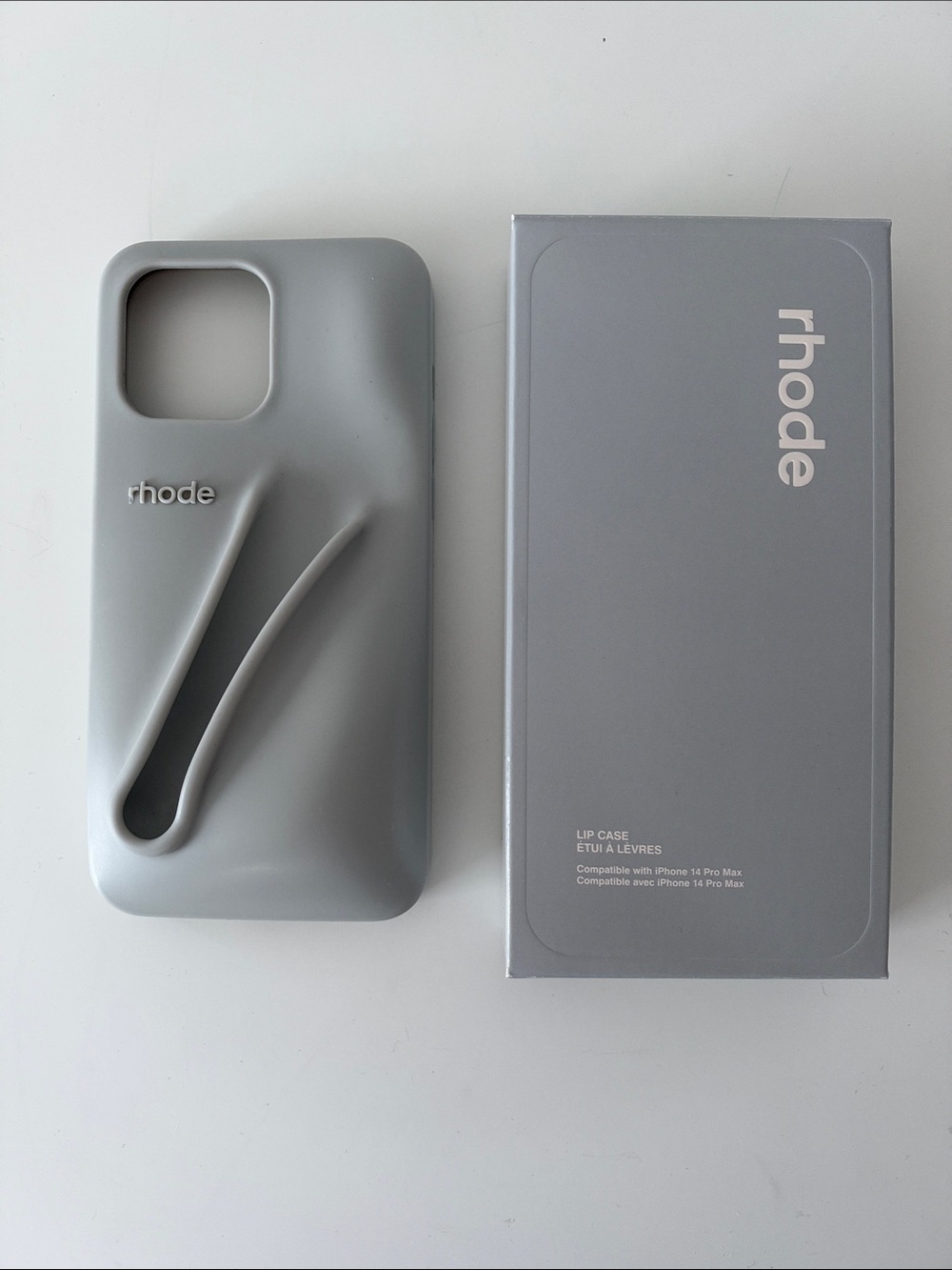 RHODE Authentic Gray Silicone Lip-Holder iPhone Case